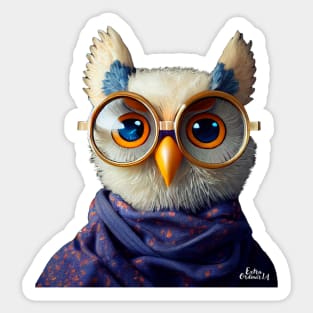 cute owl with glasses Sticker